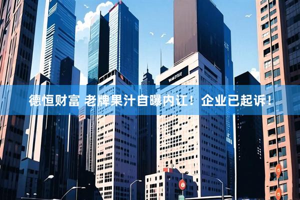 德恒财富 老牌果汁自曝内讧！企业已起诉！